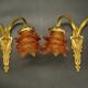 Pair of Louis XVI style wall lights from Lucien GAU, Paris - gilt bronze
