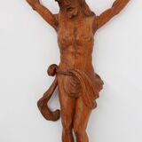 Hand carved oak crucifix or corpus Christi, Belgium ca. 1900