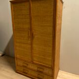 Vintage bamboo and rattan wardrobe, 1970s