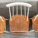 Teak mid-century table and Fanett chairs by Ilmari Tapiovaara for Asko, set of 5.