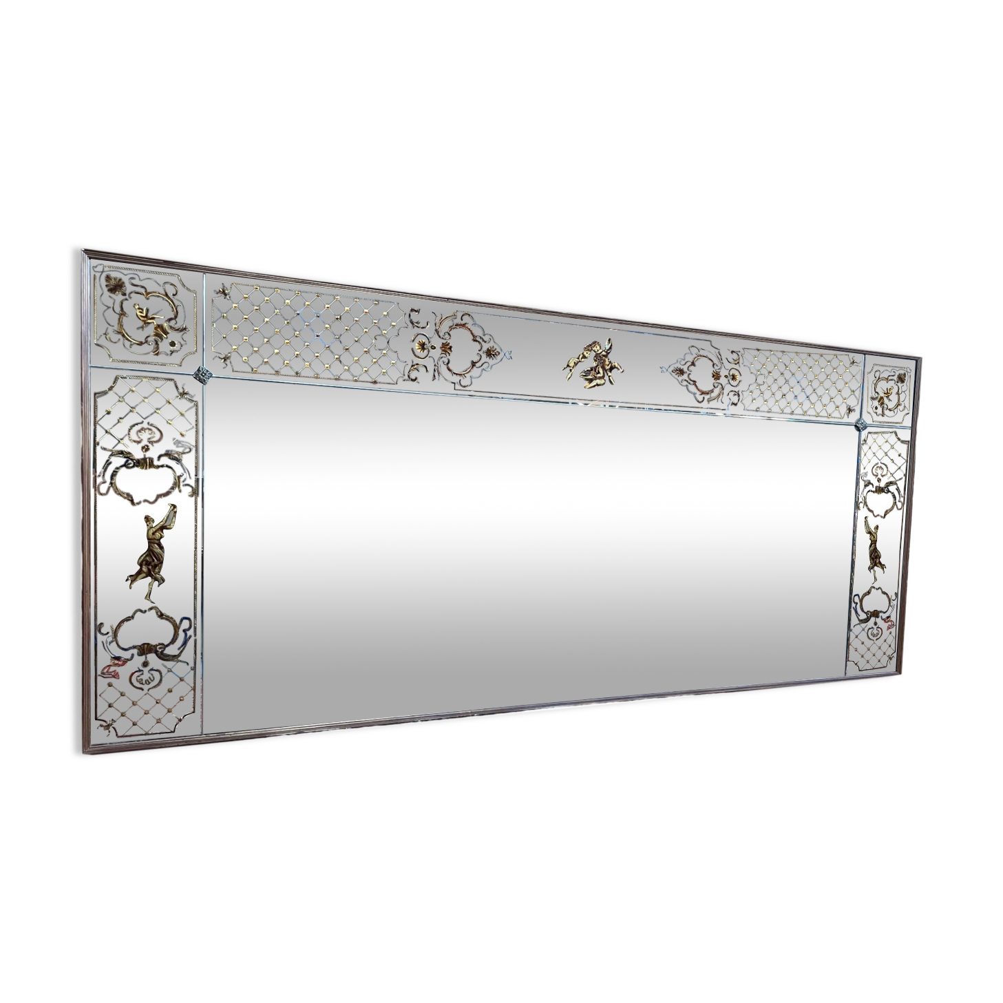 Brasserie mirror art nouveau style eglomised glass