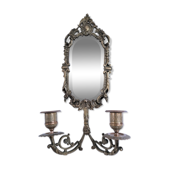 Miroir chandelier en bronze patiné début XXème