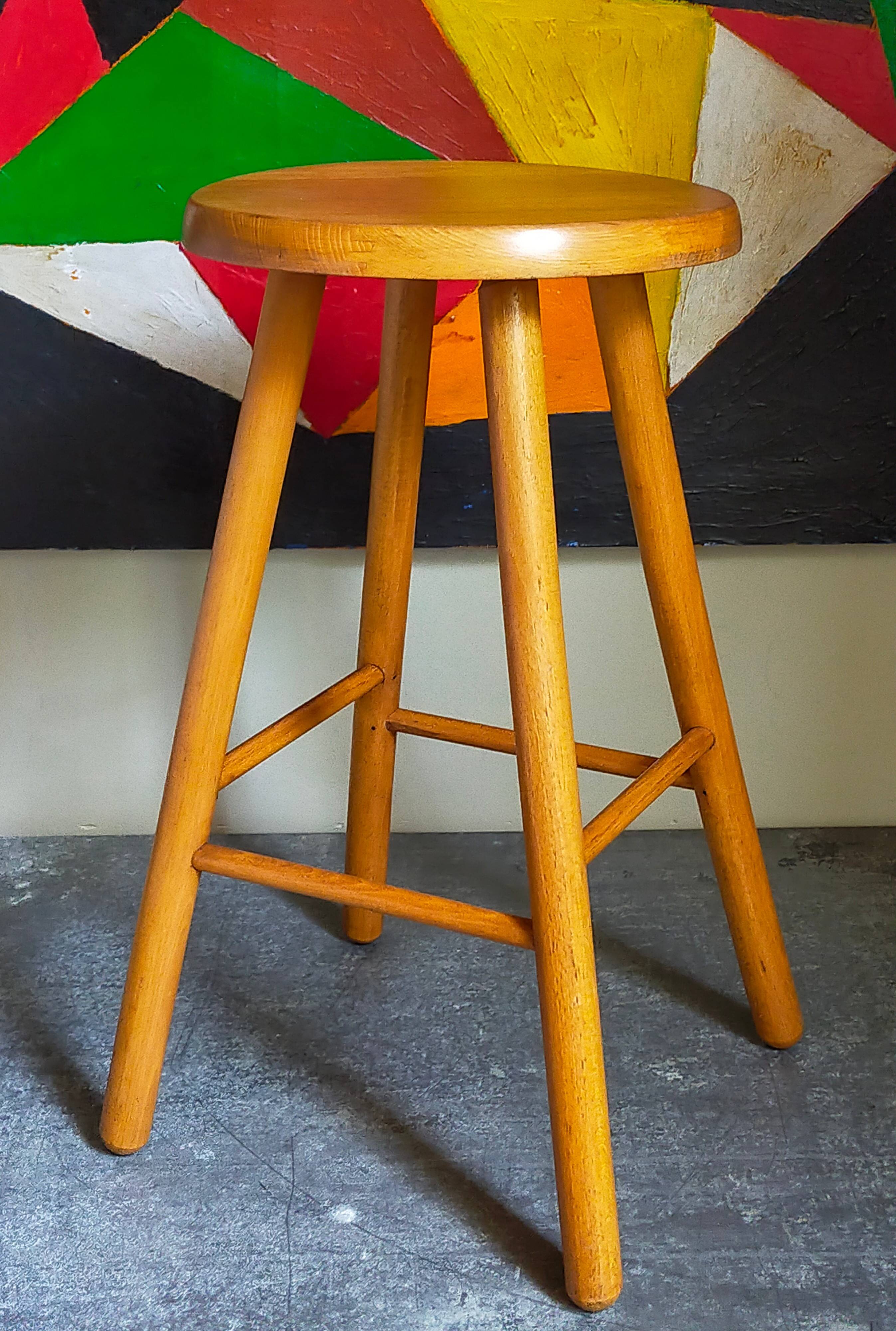 Vintage blond wooden stool
