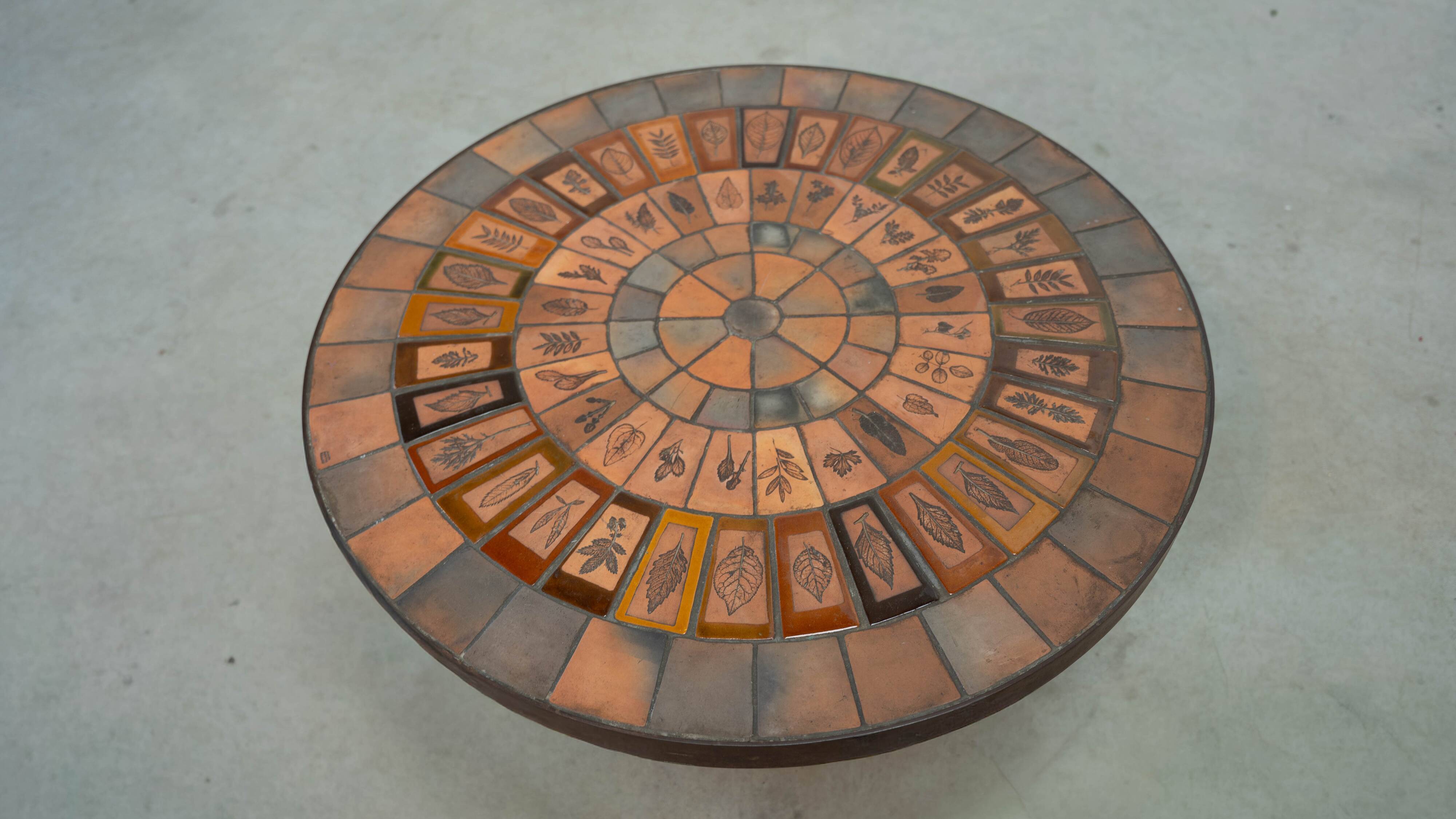 Rare red ceramic coffee table by Roger Capron