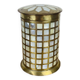 Vintage mother-of-pearl and golden brass box