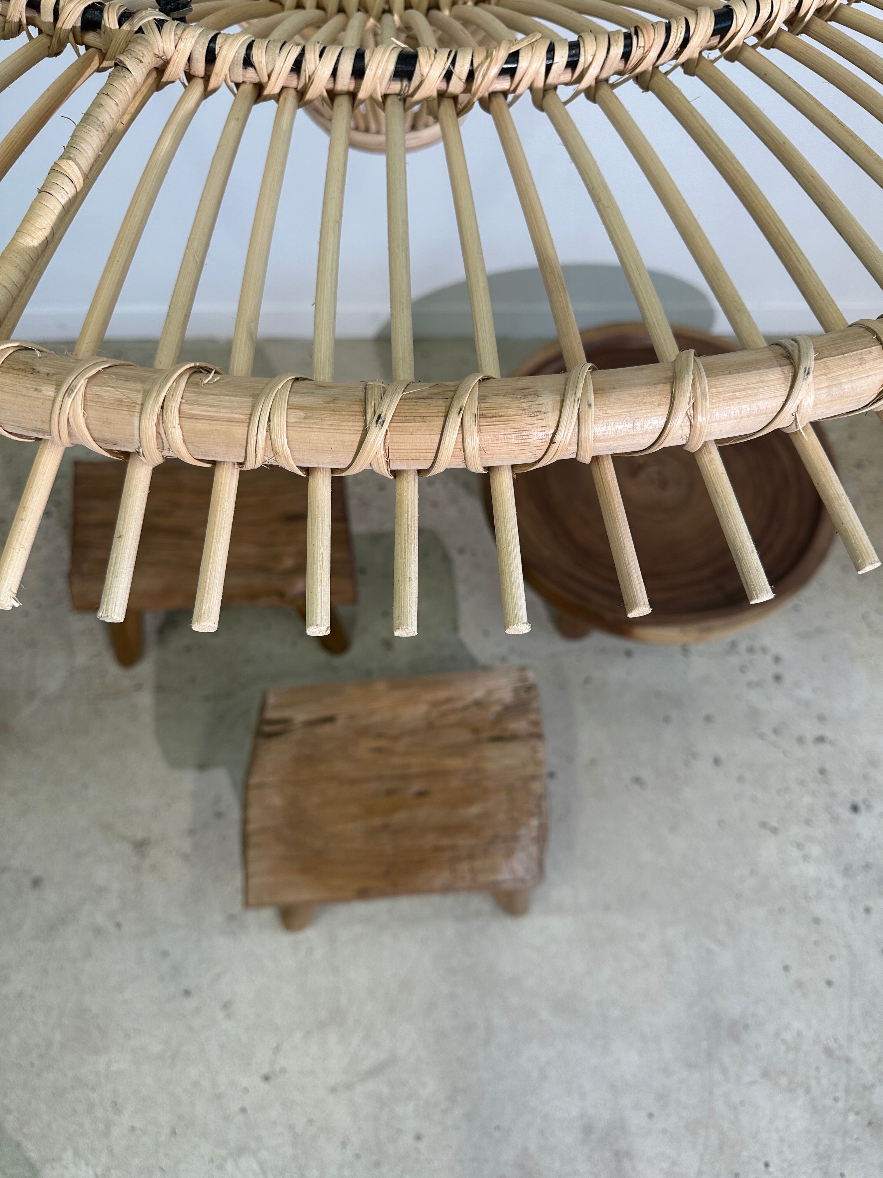 Suspension rattan saucer iron frame D:120 H:60