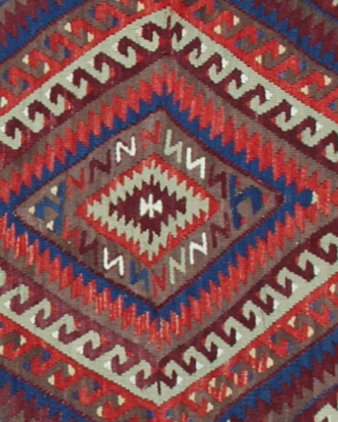 Anatolian Kilim Rug: 1900s Turkish Wool Flatweave, Geometric Tribal Design
