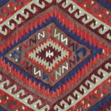 Anatolian Kilim Rug: 1900s Turkish Wool Flatweave, Geometric Tribal Design