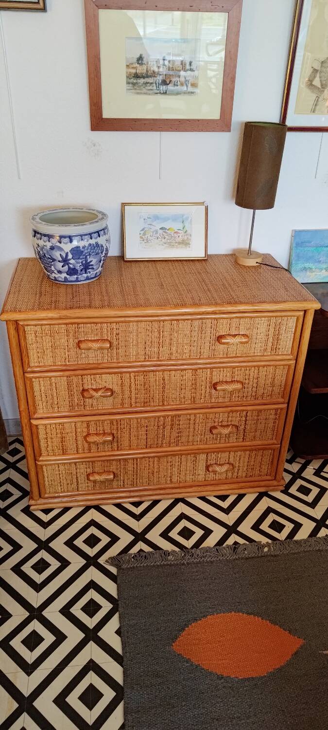 Rattan chest of drawers from the 70s-80s