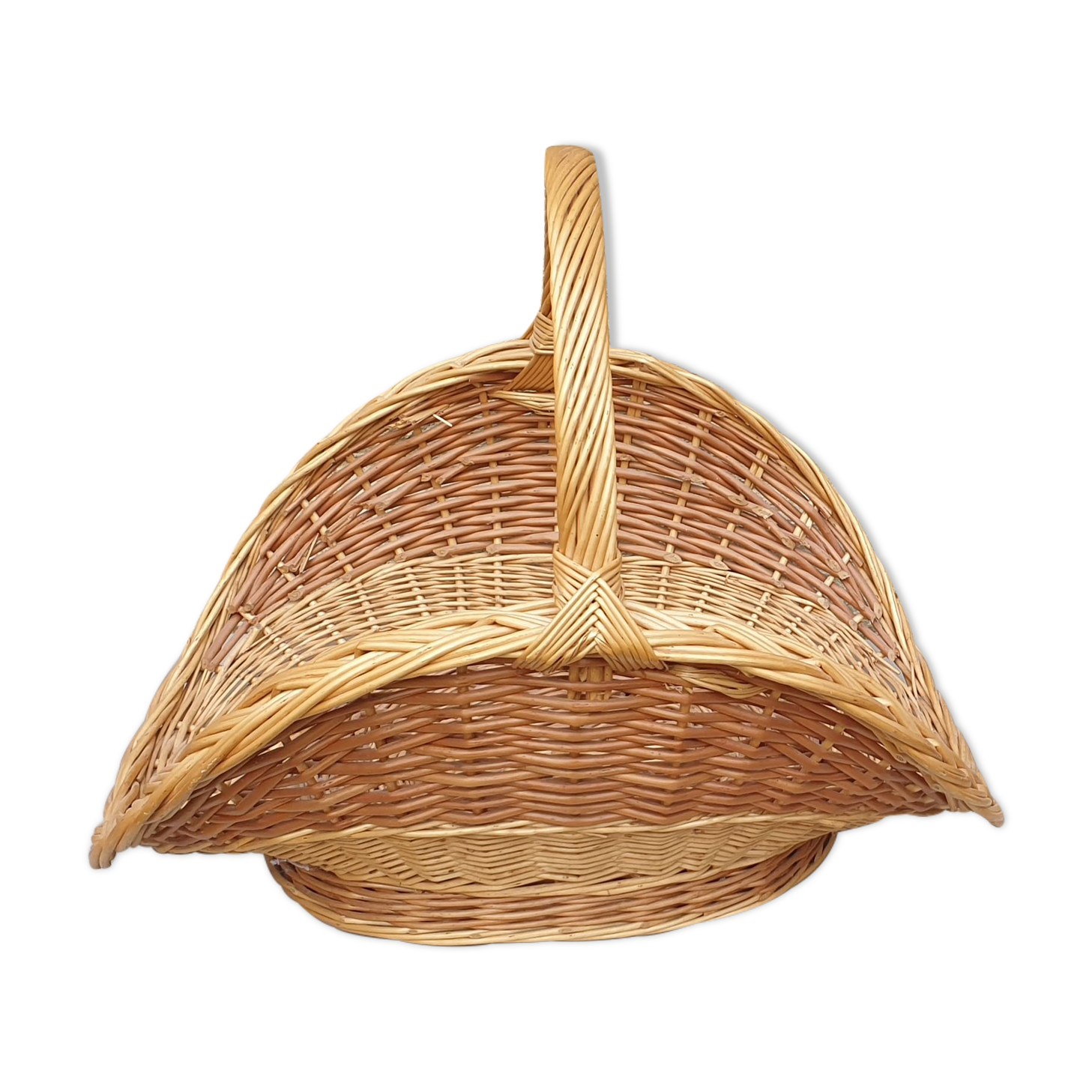 Log basket near the fireplace