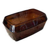 Beurrier en verre marron fumé Arcopal vintage