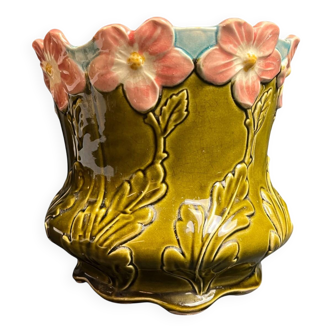Cache pot barbotine De Bruyn Fives-Lille vers 1900