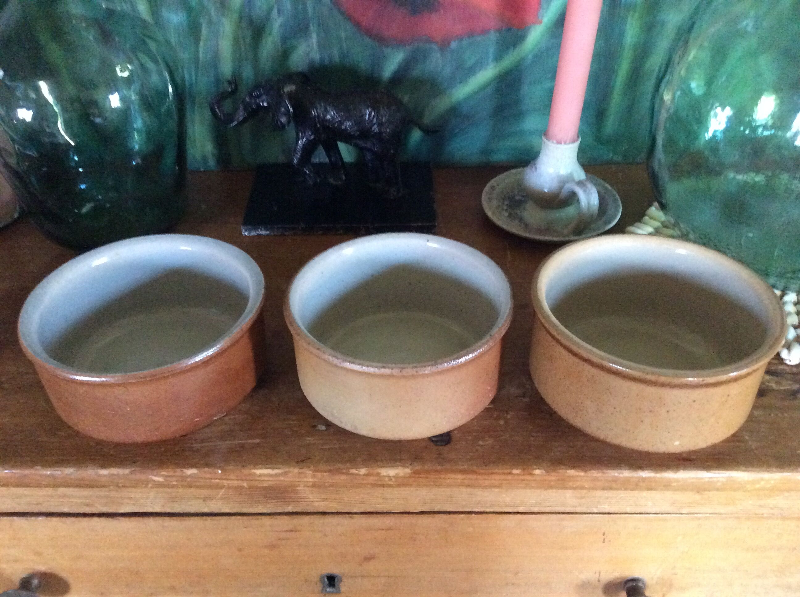 Series of 3 sandstone bowls