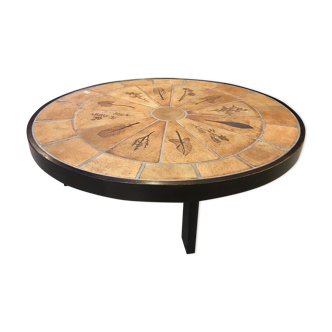 Vintage coffee table CAPRON herbarium