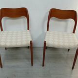 Two Teak Chairs Modell 71 by JLM Møllers Denmark, Niels Otto Møller 60s