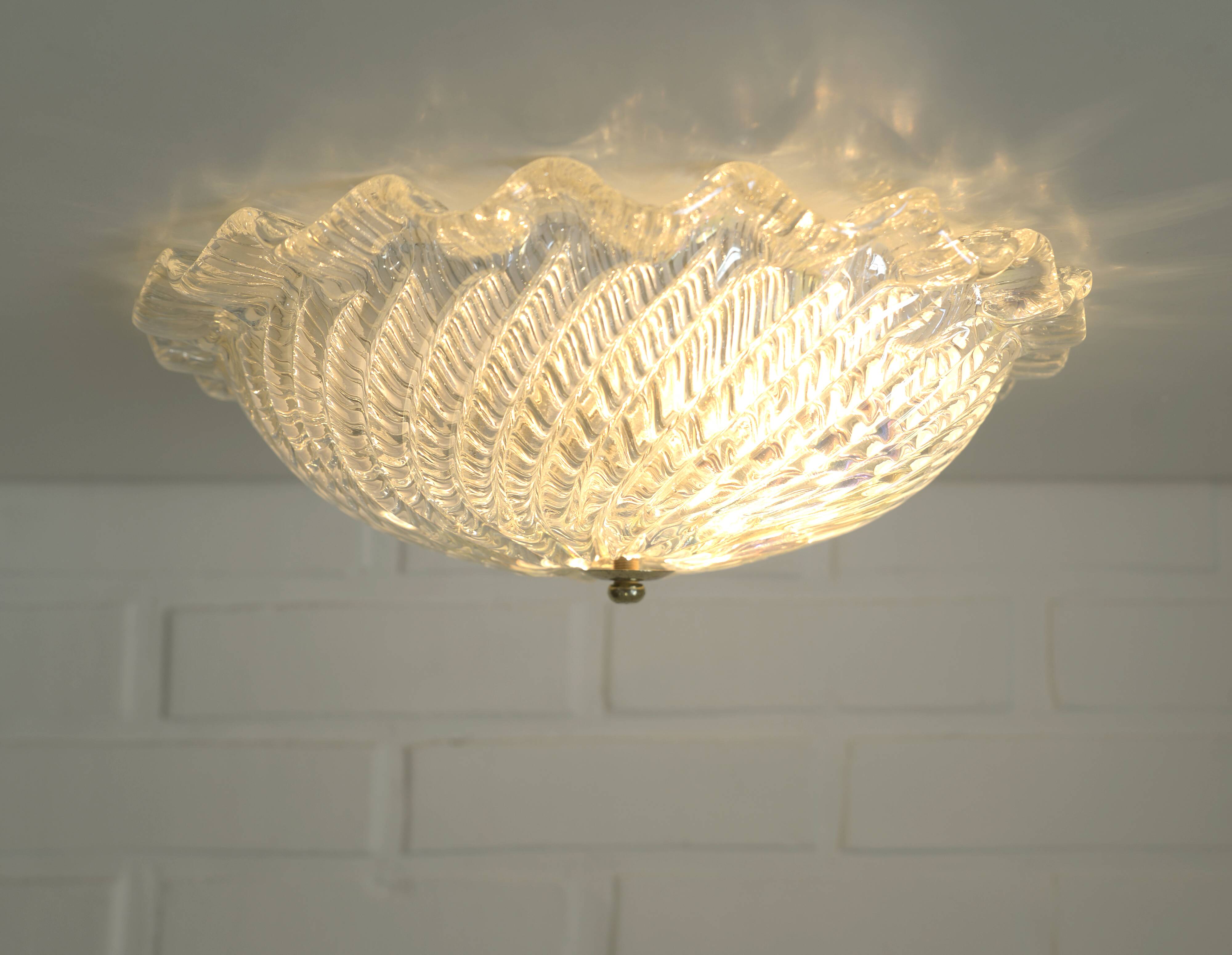 Vintage Murano Glass Sconce: Pearl Glass Wall Lamp / Handmade Flush Mount