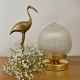 Lampe à poser globe vintage en verre holophane