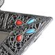 Triangular mirror in silver metal and pearls, 80s