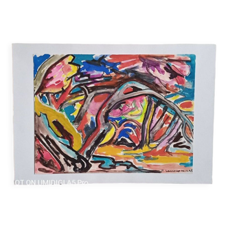 Pierre Lacroux (1909-1993) Gouache - 32 x 24 cm - signed and dated 1985