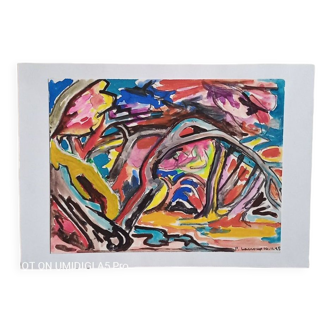 Gouache - 32 x 24 cm - signée et datée 1985, Pierre Lacroux (1909-1993)