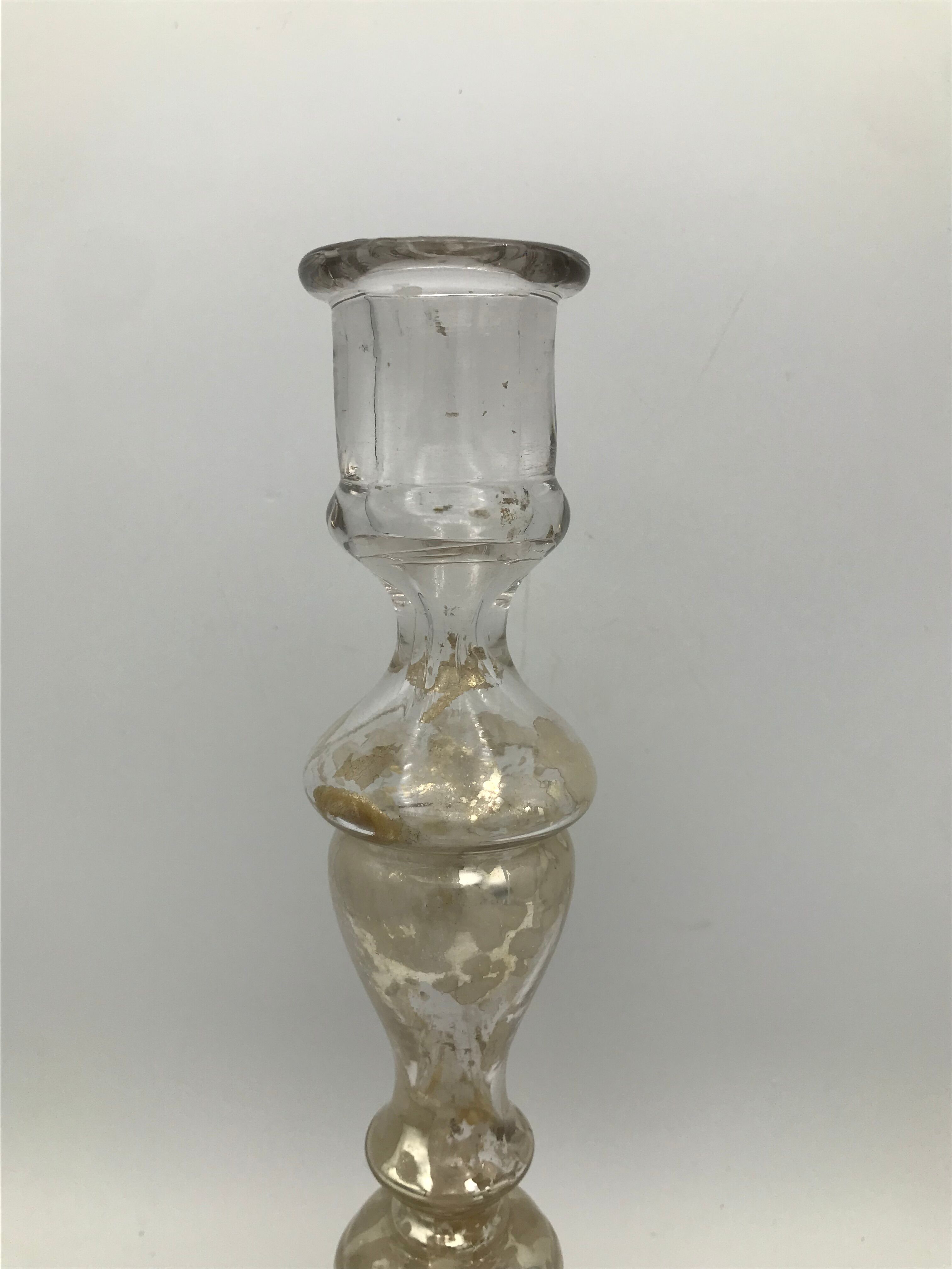 Candlestick in mercurized glass eglomized XlXth 28 cm