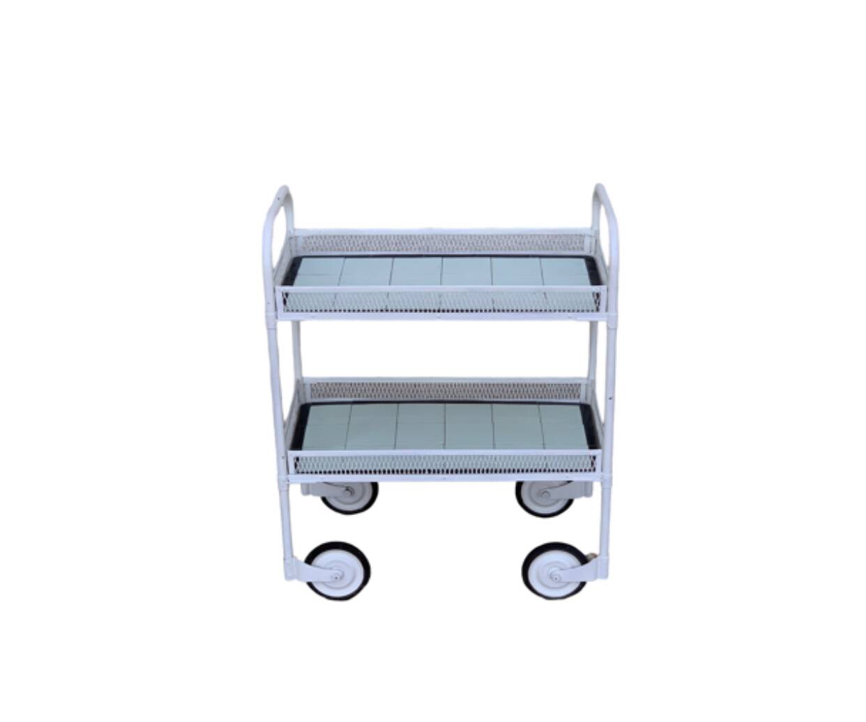 Vintage metal dessert trolley, openwork, 1950s.