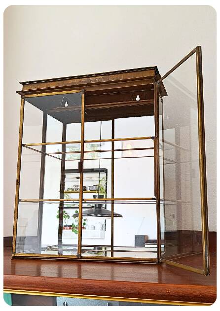 Vintage Mid Century Handmade Brass Wall Vitrine
