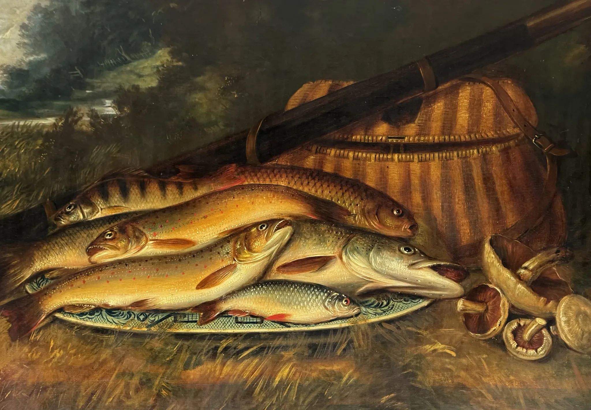 Still life with fish signed HL Rolfe