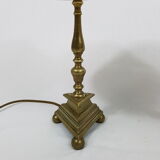 Pair of bedside brass base triangle triangular candelabra Church