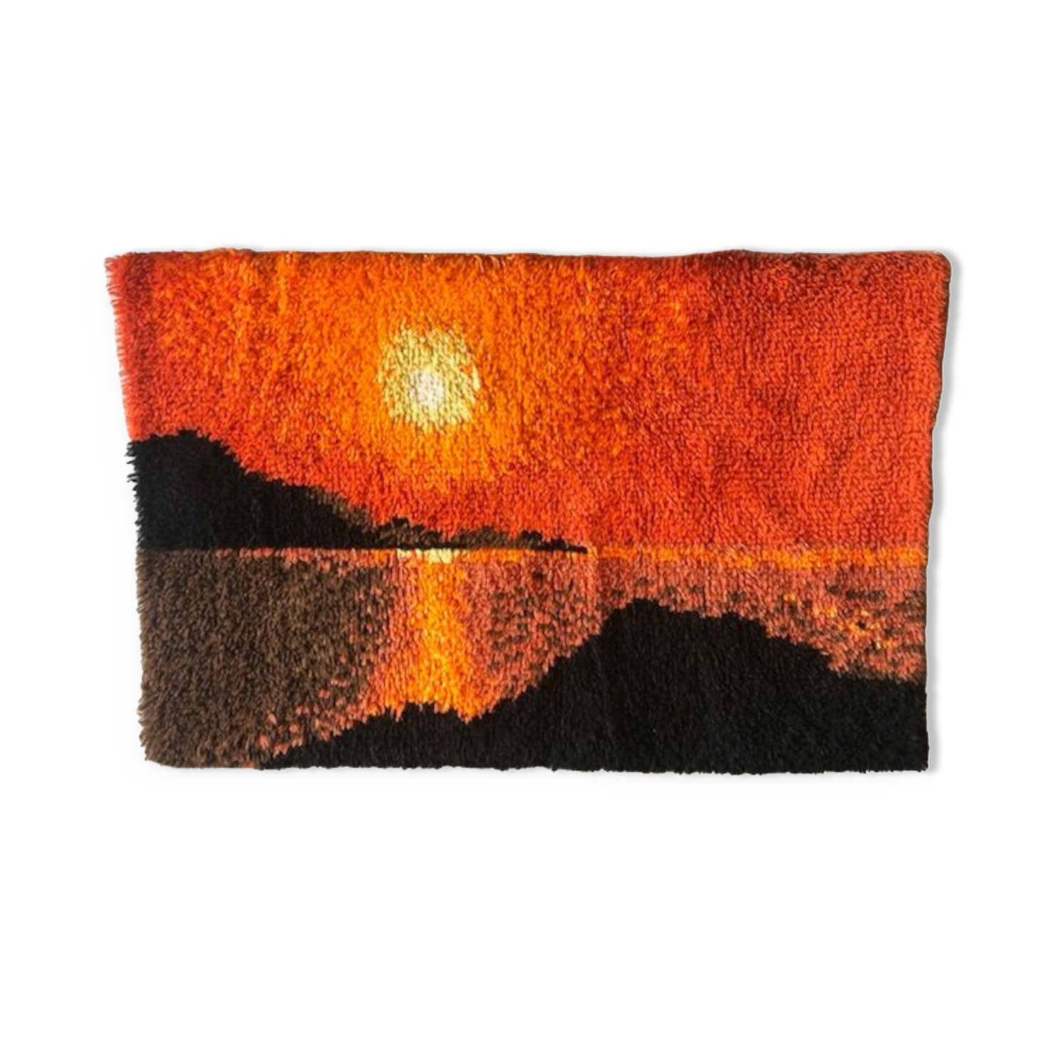 Vintage wall tapestry carpet 1970 wool