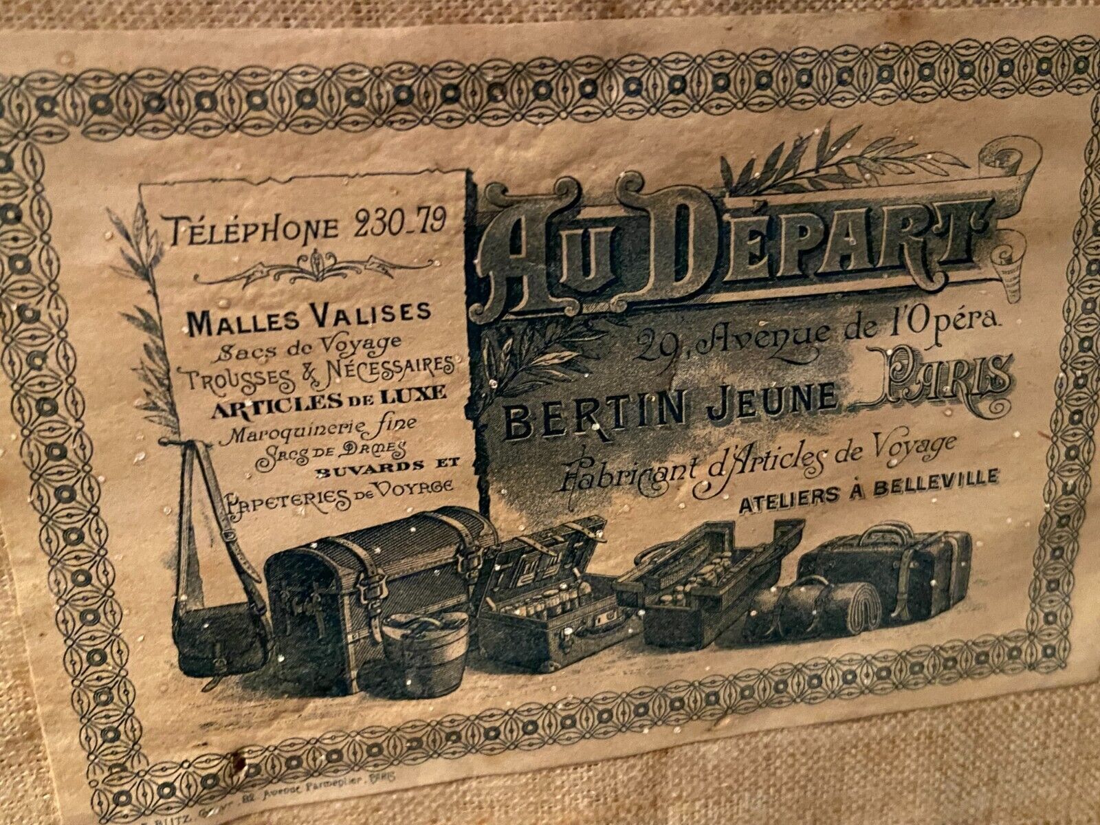 Travel trunk late nineteenth marked "At the start, Paris"