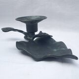 Patinated Bronze Candlestick Flower Shaped