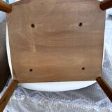Scandinavian chair “Elefy style”, white shell & wooden legs – like new