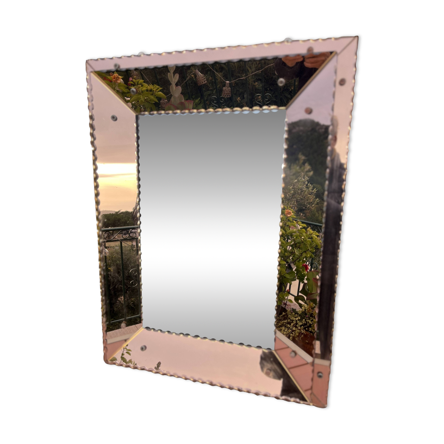 Beautiful vintage copper art deco mirror signed and dated