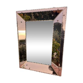 Beautiful coppered vintage Art Deco mirror, signed and dated