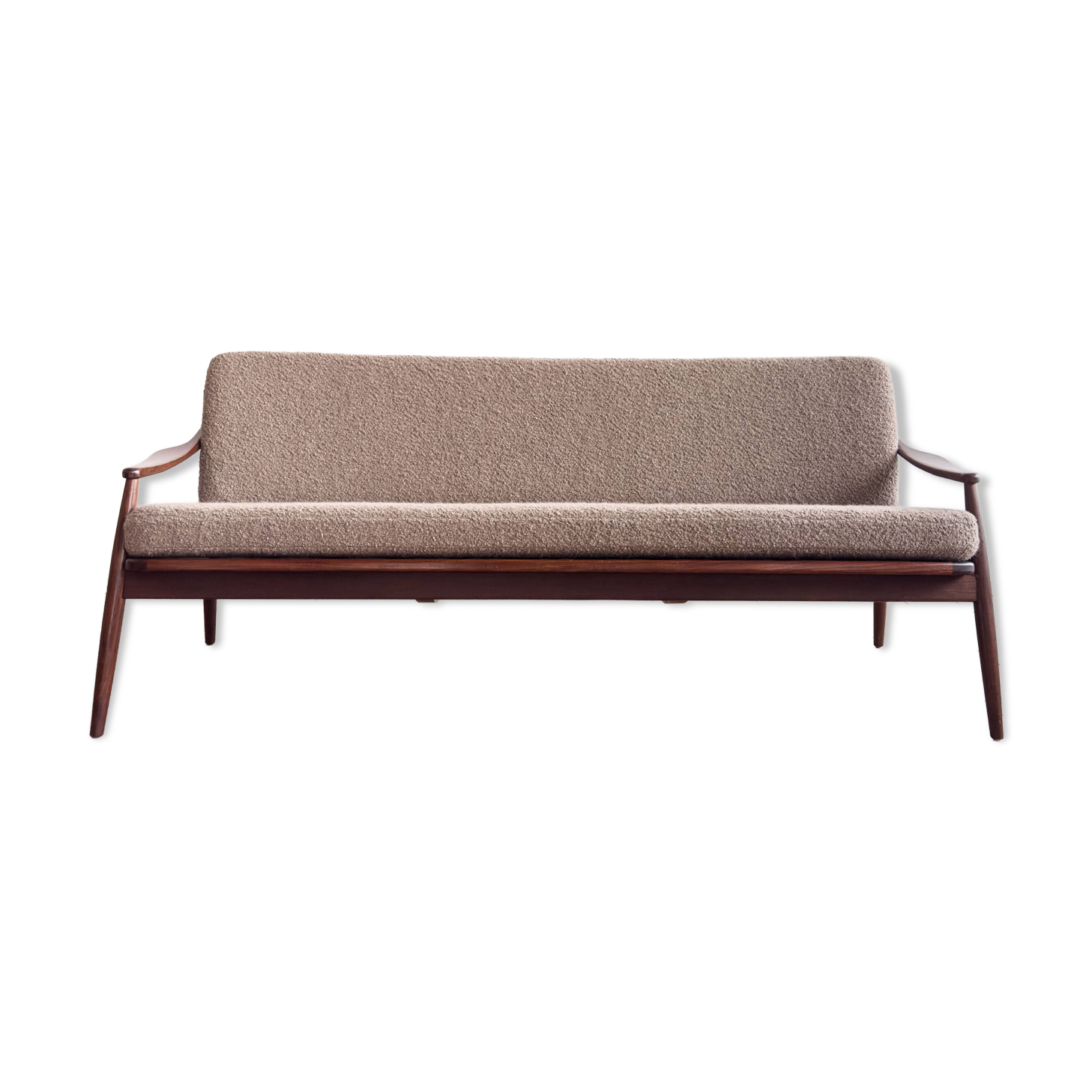 Mid Century Sofa par Hartmut Lohmeyer, teck et cannage