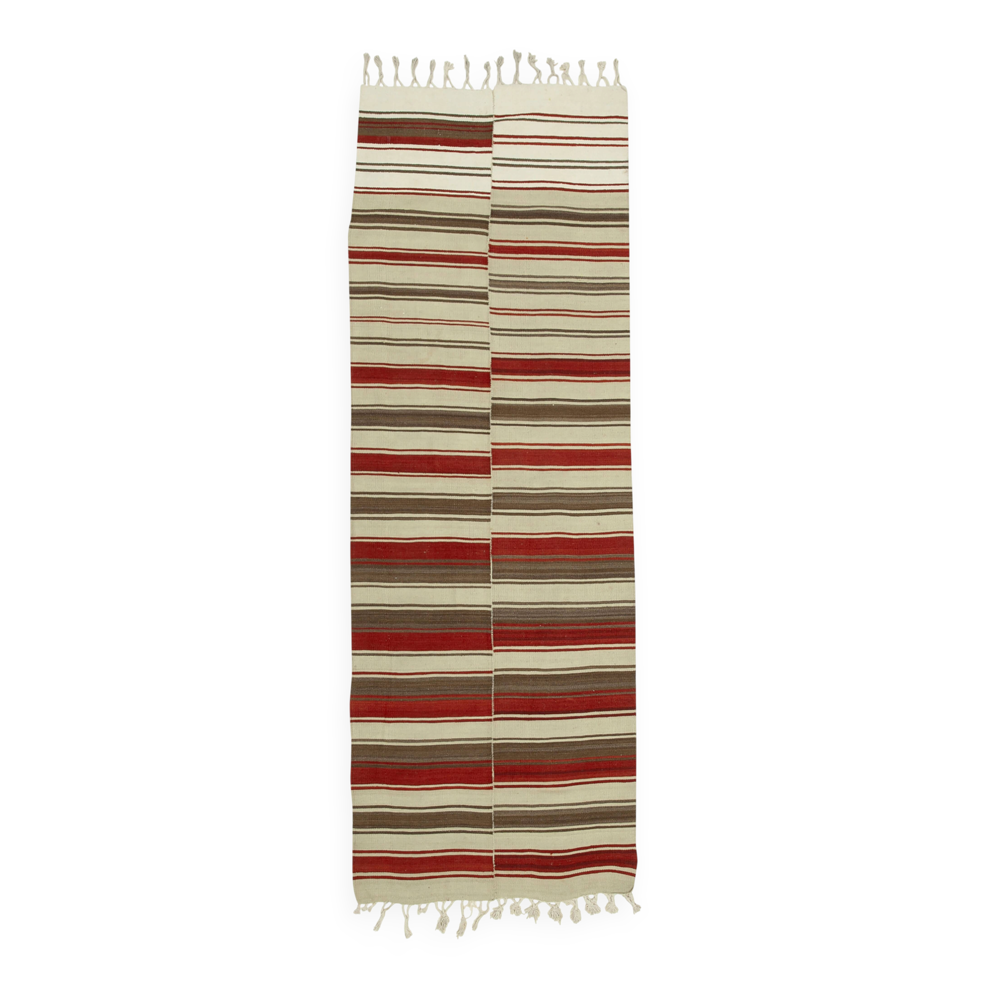 Turkish Handmade Vintage Anatolian Kilim 111 cm x 330 cm