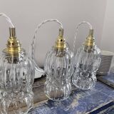 Set of three glass pendant lights of Scandinavian origin