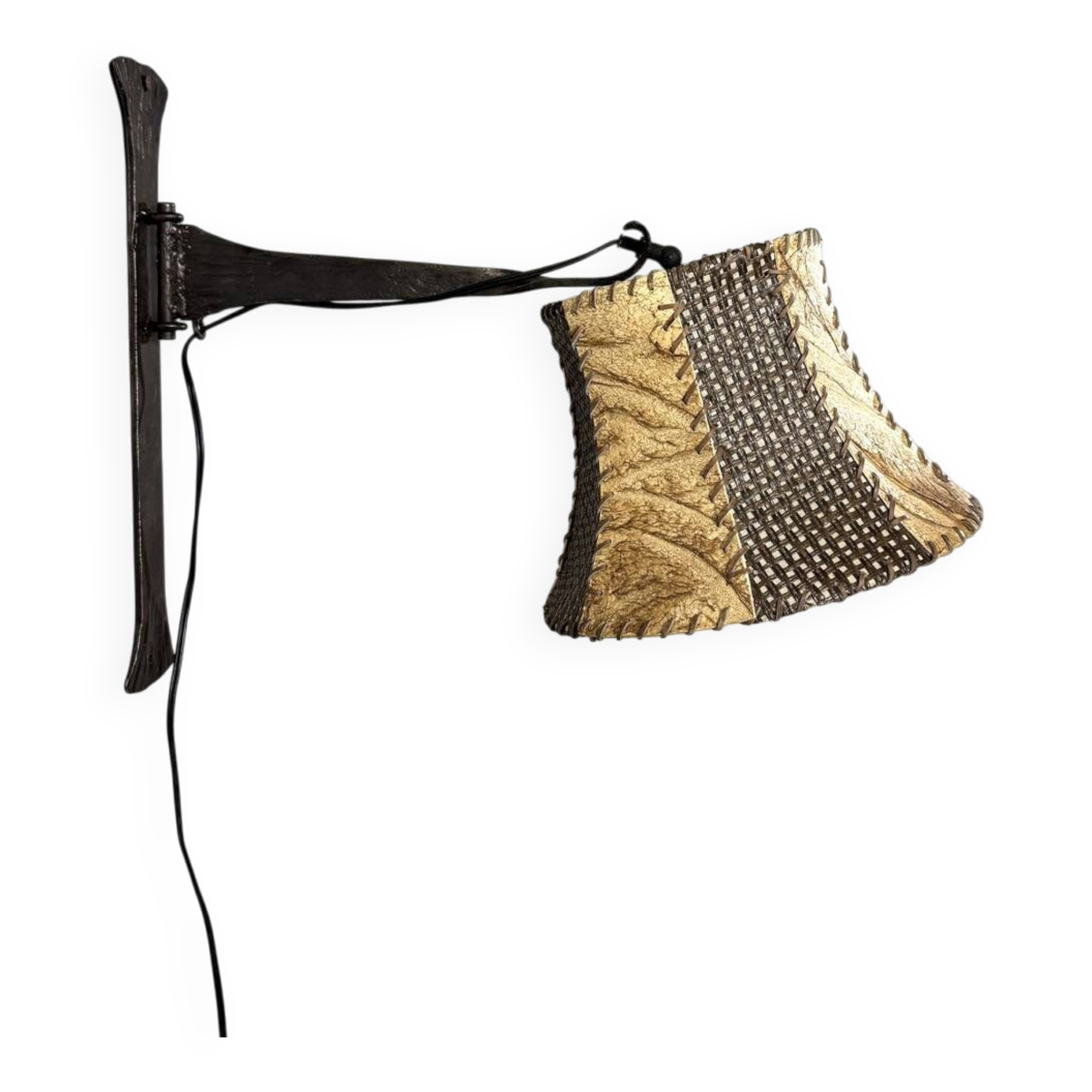 Brutalist wrought iron wall lamp 1970’s