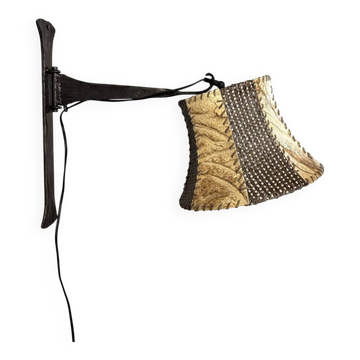 Brutalist wrought iron wall lamp 1970’s