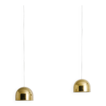 PAIR OF SWEDISH BRASS PENDANT CEILING LAMPS BY BERGBOMS, 1960s