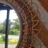 Vintage flower rattan mirror