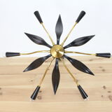 Plafonnier flower petals in Bakelite and aluminum cast, Italian sputnik