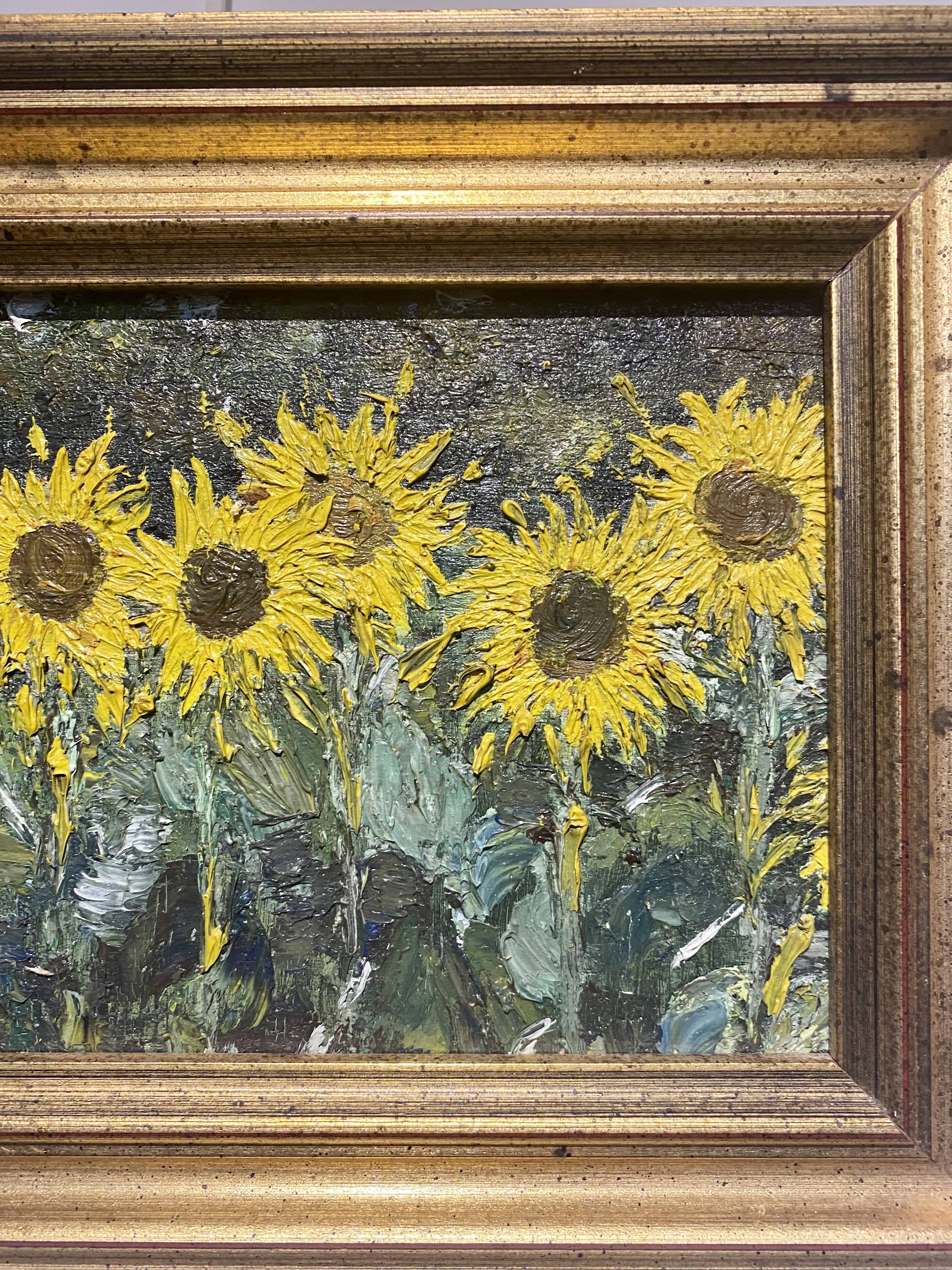 Old painting, still life with sunflowers, signed, XX century