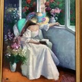 Signed painting Oil on canvas dimensions: height -55cm- width -47 cm-