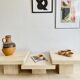 Table basse modulable en travertin – design sculptural années 70