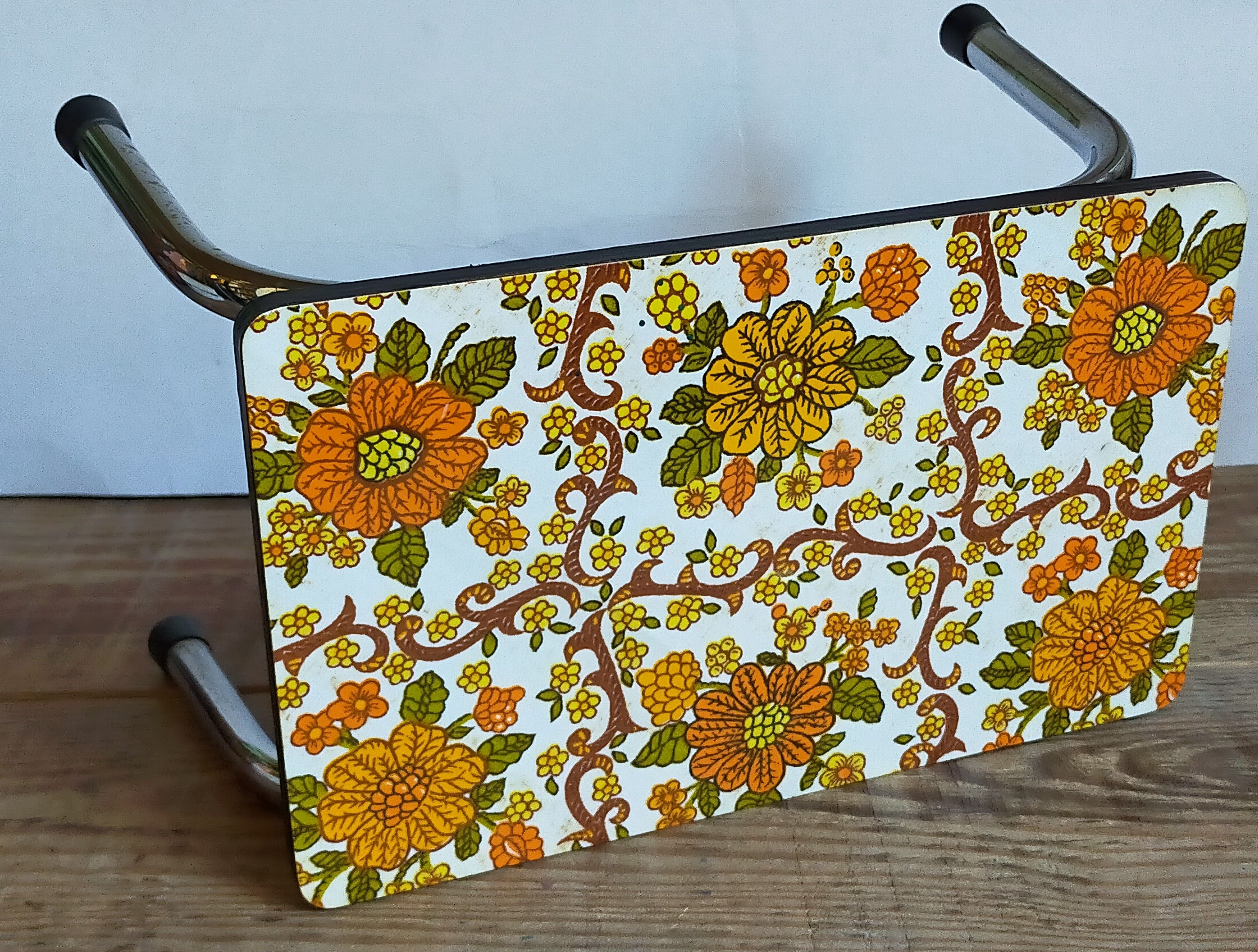 Vintage floral formica footrest stool