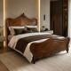 Very beautiful antique double bed in Louis XV style, made of wood and walnut veneer.