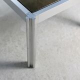 International Furniture. Steel coffee table and smoked glass. Circa 1970