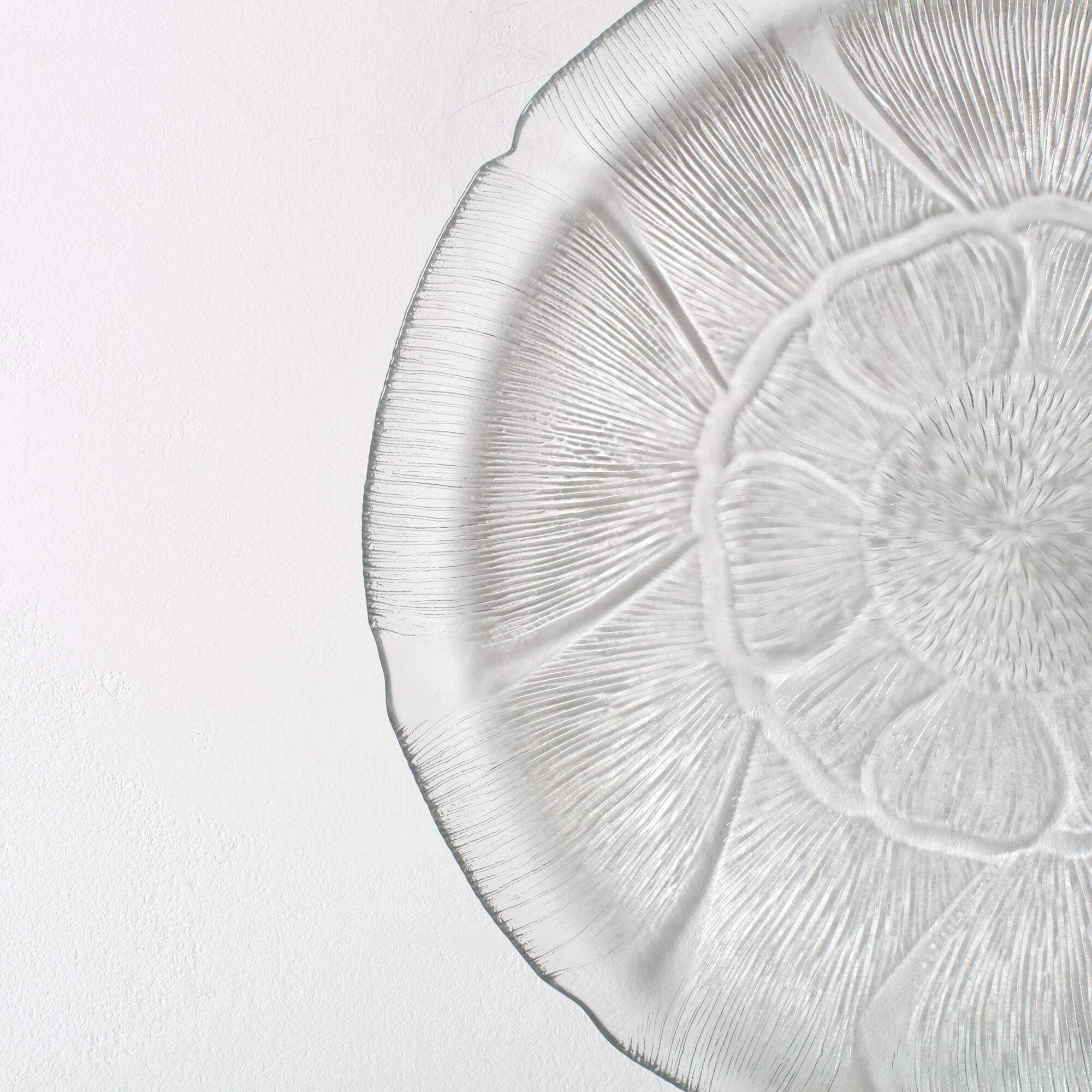 Large Platter Fleur, Vintage Decorative Clear Plate / Arcoroc / France